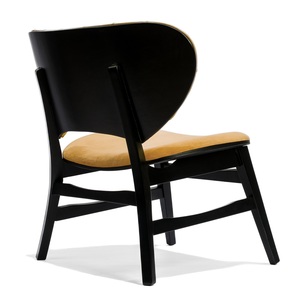 Fauteuil d'appoint moderne du milieu du siècle, structure en bois noir, dossier solide, siège rembourré beige, fauteuil ergonomique pour salon - Product Image 2