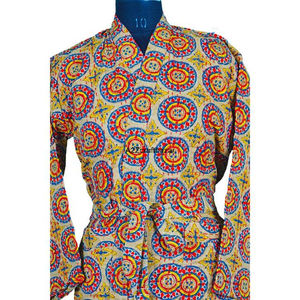 Traditional Vintage Indian Handmade Floral <b>Long</b> Women's <b>Kimono</b> Kantha Winter <b>Robe</b> Eco-Friendly Fabric Ethnic Soft V-Neck Cotton - Product Image 4