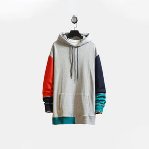 Sweat à capuche en molleton épais pour l'hiver, Streetwear chaud, Patchwork, couleur fendue, manches longues - Product Image 2