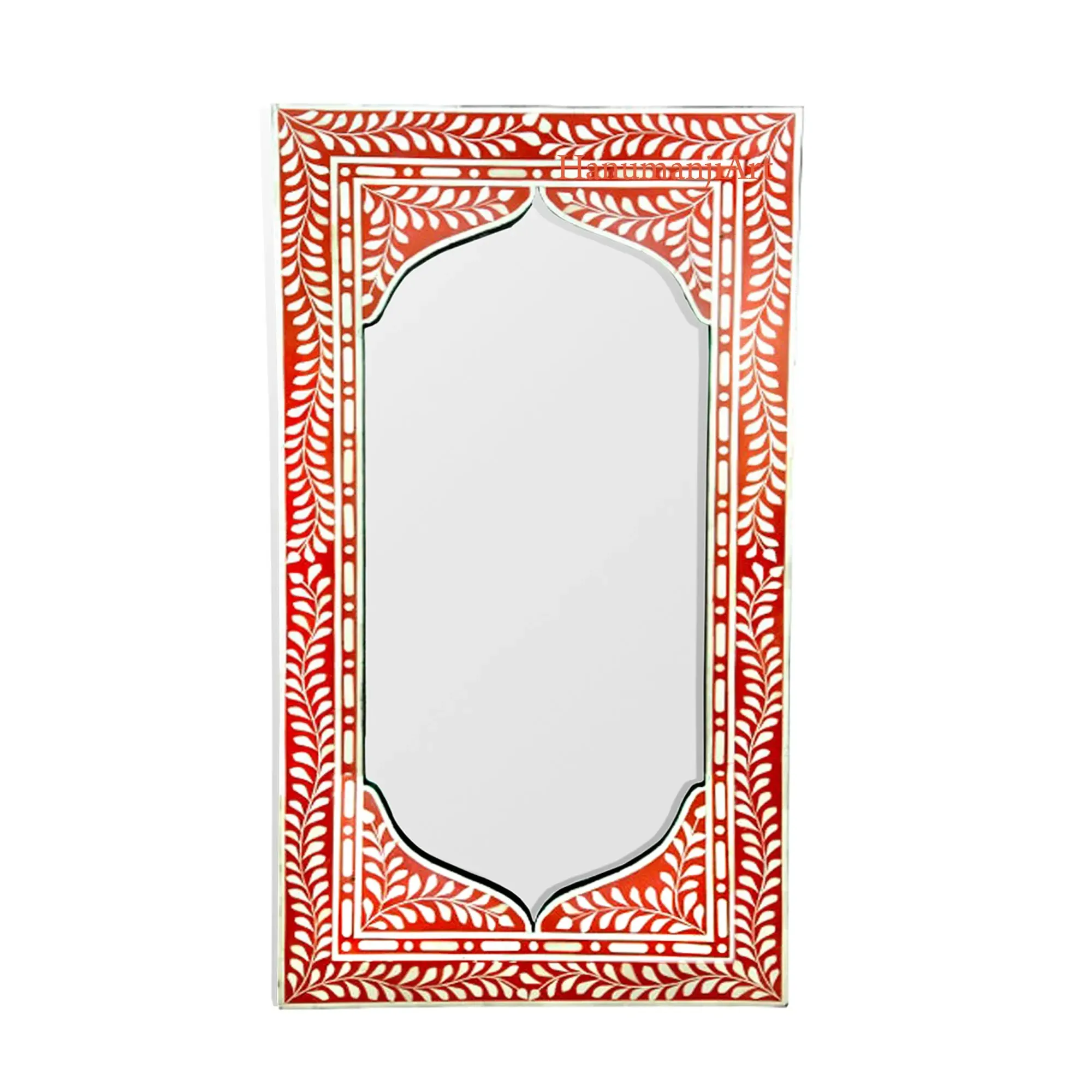Bingkai cermin buatan tangan untuk dinding tulang Inlay perbatasan bentuk persegi panjang cermin dinding pemasok & produsen oleh India