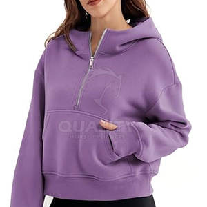 Sudaderas con capucha de media cremallera para mujer de calidad superior, ropa de calle cómoda con cuello con capucha, venta en línea - Product Image 2