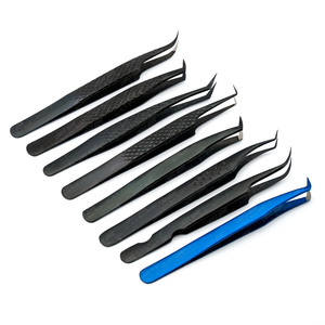 Juego de pinzas para extensiones de pestañas con volumen y logotipo personalizado, mango ergonómico, punta para botas y pinzas clásicas curvas para pestañas de 45 y 90 grados - Product Image 4
