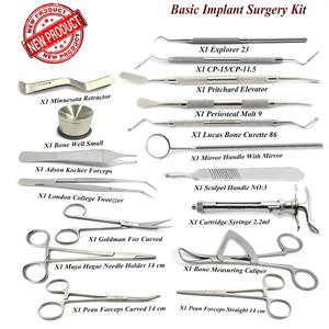 Kit d'implant dentaire manuel réutilisable, chirurgie buccale, instruments en acier inoxydable, y compris un calibre de mesure osseuse, un porte-aiguille - Product Image 6