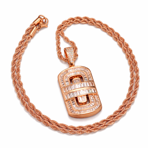 Collar con Colgante Rectangular de Moissanita Iced Out para Hombre, Plata de Ley 925, Corte Baguette, Joyería Hip Hop Bling, Logotipo Personalizado OEM - Product Image 1