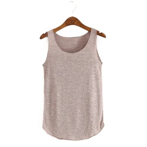 Alta calidad personalizada de las mujeres de algodón Spandex de alta elasticidad de cuello redondo de punto chaleco camiseta sin mangas al por mayor - Product Image 5