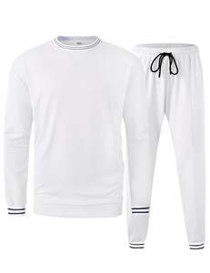Sweat-shirt et pantalon unisexe 100% coton à col ras du cou surdimensionnés survêtements vintage pour hommes survêtements - Product Image 1