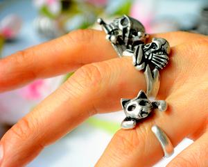 Anillo de aleación de talla única ajustable unisex bohemio tropical de Halloween con huesos de calavera y dientes molares - Product Image 4