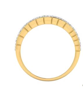 แหวนหมั้นทอง14K พร้อมสายรัด4แถวชุด Pav CVD เพชรสไตล์อาร์ตเดคโค-สำหรับงานแต่งงานหรืองานปาร์ตี้ - Product Image 5