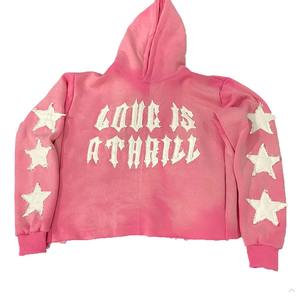 Vente chaude 2024 Heavyweight Distressed Hoodies Hommes En Gros Surdimensionné Acid Wash Hoodie À Vendre - Product Image 3