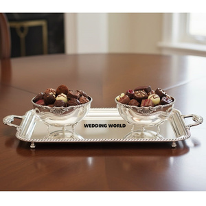 Bandeja y Tazón de Chocolate de Diseño Árabe en Metal con Acabado Dorado Mate, Decoración de Ramadán, Nuevo Tazón de Chocolate de Lujo - Product Image 3