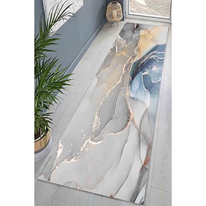 Alfombra de Mármol Azul Grisáceo: Tonos Suaves, Alfombra Antideslizante, Alfombra Estampada, Alfombra de Chenilla - Product Image 5