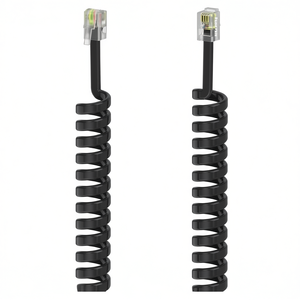 Cable Telefónico Espiral Negro de 1.5m, Adaptador para Auricular, Modelo 00201150 - Product Image 2
