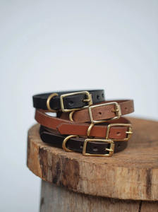 Collar de perro clásico de cuero negro de 15mm con característica impermeable - Product Image 3