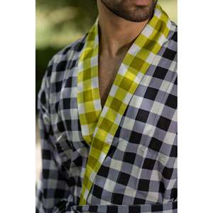 Bata de Baño Unisex de Lujo, Algodón Puro, Estilo Boho Geométrico, Kimono Transpirable de Satén, Ropa de Estar por Casa de Verano, Corte Holgado para el Hogar - Product Image 3