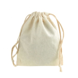 Vente en gros Sacs-cadeaux faits à la main en coton solide naturel personnalisé avec cordon de serrage Sacs à provisions en tissu de jute Logo personnalisé - Product Image 6