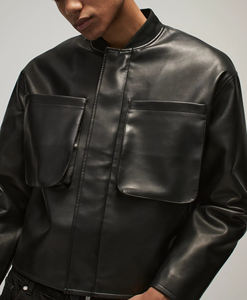 Recién llegado, artículo de tendencia superior, chaqueta Varsity de cuero de vaca 100% para hombre con 2 bolsillos en la parte delantera, chaqueta universitaria de cuero personalizada - Product Image 2