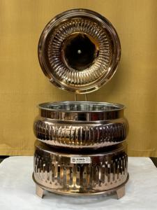 ซุป Chafer คุณภาพสูงฝาแก้วสแตนเลสกระจกตกแต่งทองอุ่นอาหารม้วนด้านบนเตาบุฟเฟ่ต์ chafing จาน chaf - Product Image 6