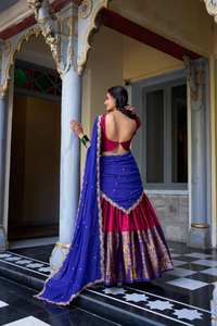 ชุดเดรสผ้าไหม chaniya choli อินเดียดั้งเดิมชุดเดรส navratri สำหรับ navratri สวม Garba lehenga flared จัดส่งฟรี - Product Image 5