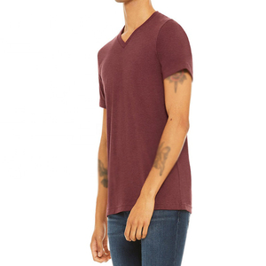 Camiseta informal personalizada con cuello en V para hombre, camisetas de algodón 100% transpirables de algodón pesado de alta calidad para hombre - Product Image 3