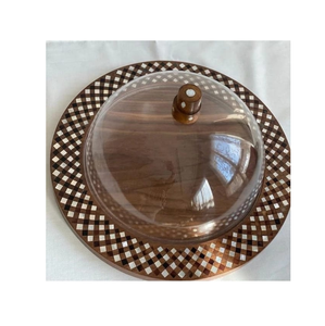 Elegant Mother of Pearl Design Wooden Serving Tray with Plastic Lid Safe <b>for</b> <b>Friends</b> & Family Ramadan & <b>Eid</b> <b>Gifts</b> MOQ 24pcs - Product Image 1