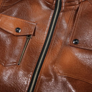 Veste en cuir de haute qualité pour hommes, légère, avec décoration en fourrure, tissu respirant pour l'hiver, nouveau style High Street - Product Image 2