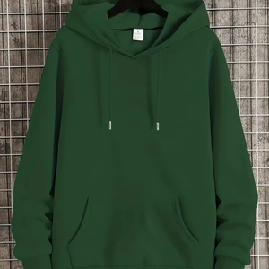 Wholesale Luxury Custom Heavyweight Men's Winter Oversized Solid Color 100% <b>Polyester</b> <b>Hoodie</b> Pocket Design Slight Stretch - Product Image 1