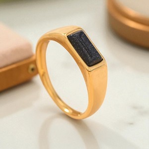 Bague en argent 925 Rectangle Blue Sunstone Gemstone-Chevalière faite à la main-Bague personnalisée Bijoux - Product Image 1