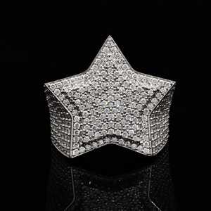 แหวนฮิปฮอปคุณภาพดีปรับแต่งได้ตามต้องการแหวนเพชรรูปทรงดาว VVS EF สำหรับผู้ชายฮิปฮอป - Product Image 1