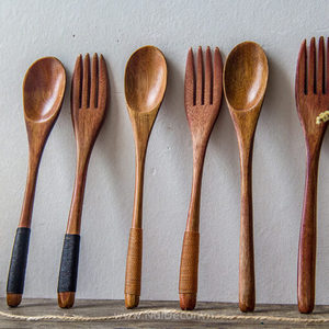 Fournisseurs de couverts vente directe couverts en bambou biodégradable, ensemble de cuillères de camping fourchettes en bambou jetables portables - Product Image 6