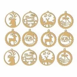 Ornements suspendus de Noël en bois Décor rustique fait à la main pour la célébration des vacances d'arbre - Product Image 1