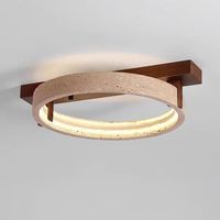 Plafonnier LED de style Wabi-sabi japonais, grand anneau circulaire créatif en travertin jaune, design de designer pour chambre à coucher
