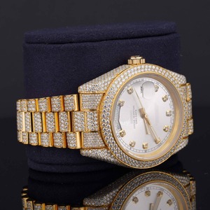 Reloj Clásico para Mujer, Dos Tonos, Completamente Adornado con Diamantes Cultivados en Laboratorio, Movimiento Automático Japonés, Correa de Acero Inoxidable - Product Image 6