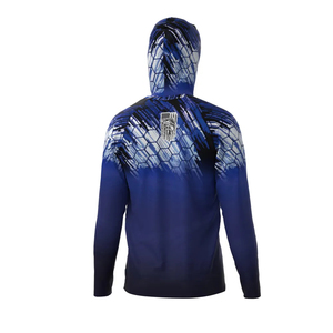 Sudadera con capucha de pesca de rendimiento para hombre al por mayor, protección UV de secado rápido, camisa de pesca con capucha de 100% poliéster UPF50 en blanco - Product Image 3