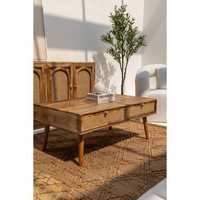 Table basse en bois tiroirs en rotin Lily