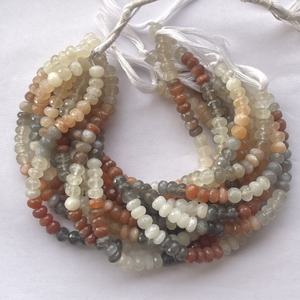 6mm 8mm 10mm Natural melocotón blanco gris Multi piedra lunar facetada Rondelle cuentas de piedras preciosas hebras para la fabricación de joyas collar a granel - Product Image 1