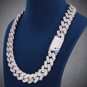 Lujoso Iced Hip Hop 14KT oro blanco rodio plateado enlace cadena collar laboratorio cultivado diamante pasa diamante probador estilo cubano - Product Image 3