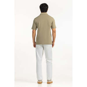 Camiseta de Punto Sólido de Corte Regular para Hombre, Cuello Bordado, 100% Poliéster, Antiarrugas, 180g, Manga Corta, Cómoda, Informal, para Golf - Product Image 5