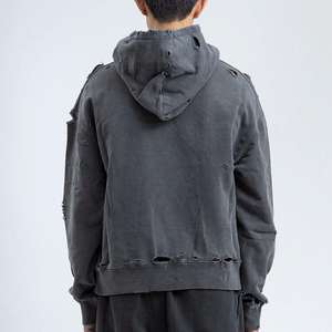 Sudadera con Capucha Extra Grande para Hombre, Lavada a la Piedra, Estilo Desgastado, de Algodón, Felpa Francesa, Sudadera con Capucha de Alta Calidad para Hombre - Product Image 3