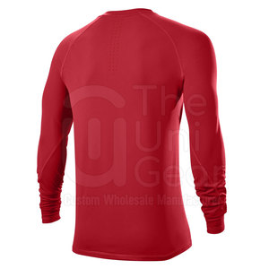 Men's <b>Red</b> <b>Long</b> <b>Sleeve</b> Rash Guard Compression Shirt Quick Dry Polyester Workout <b>Top</b> Adult Size - Product Image 4