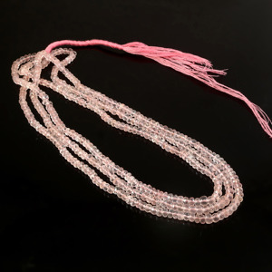 Perles facettées rondes en quartz rose naturel, 4 mm à 5 mm, perles de pierre précieuse en quartz rose, brin de 16 pouces, fournitures pour la fabrication de bijoux - Product Image 3