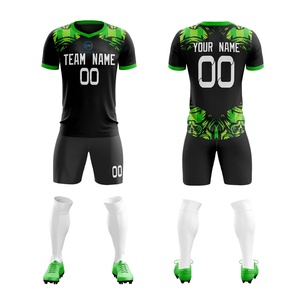 Maillot de football personnalisé élégant et économique 2025-26, ensemble complet noir et vert, service OEM ODM sur mesure - Product Image 2