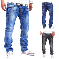 Jeans respirants style italien pour hommes, pantalon à badge détruit en détresse, patchs artistiques, jeans en denim skinny motard