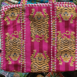 Sacs fourre-tout en coton brodés et imprimés à la main, motif indien traditionnel, faits à la main, grande capacité, pour voyage, nourriture, bijoux - Product Image 1
