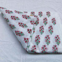 Tela de algodón rosa con estampado Floral para mujer, tejido indio hecho a mano, para vestido, fabricación de vestidos, Verano