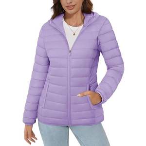 Manteau léger OEM pour femmes, vestes chaudes en nylon résistant à l'eau, vestes printemps-automne décontractées à capuche pour femmes - Product Image 5