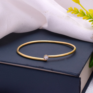 กำไล925แท้สร้อยข้อมือชุบทอง18K สำหรับงานแต่งงานงานเซลพลอยเพทายตัดน่ารัก - Product Image 4