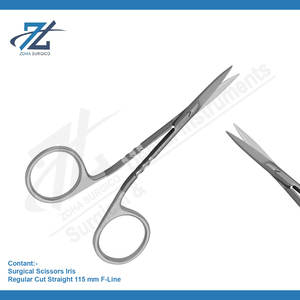 Ciseaux chirurgicaux Iris droits 115 mm en acier inoxydable, précision manuelle, coupe régulière F-Line, fabriqués au Pakistan - Product Image 2