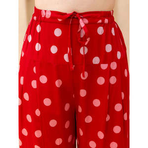 ชุดสัลวาร์ผ้าเครปสีแดงลายจุดโมดัล - Product Image 4