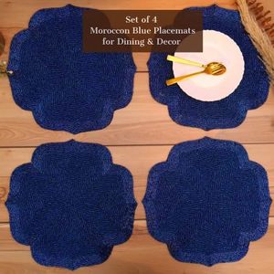 Mantel Individual con cuentas de color azul hecho a mano, mantel decorativo para mesa de comedor y vajilla, perfecto para uso doméstico y de fiesta - Product Image 2