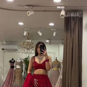 Designer de haute qualité Lehengas Choli Dupatta lourd brodé séquence travail Chinon soie lourde séquence travail Lehenga point complet - Product Image 1
